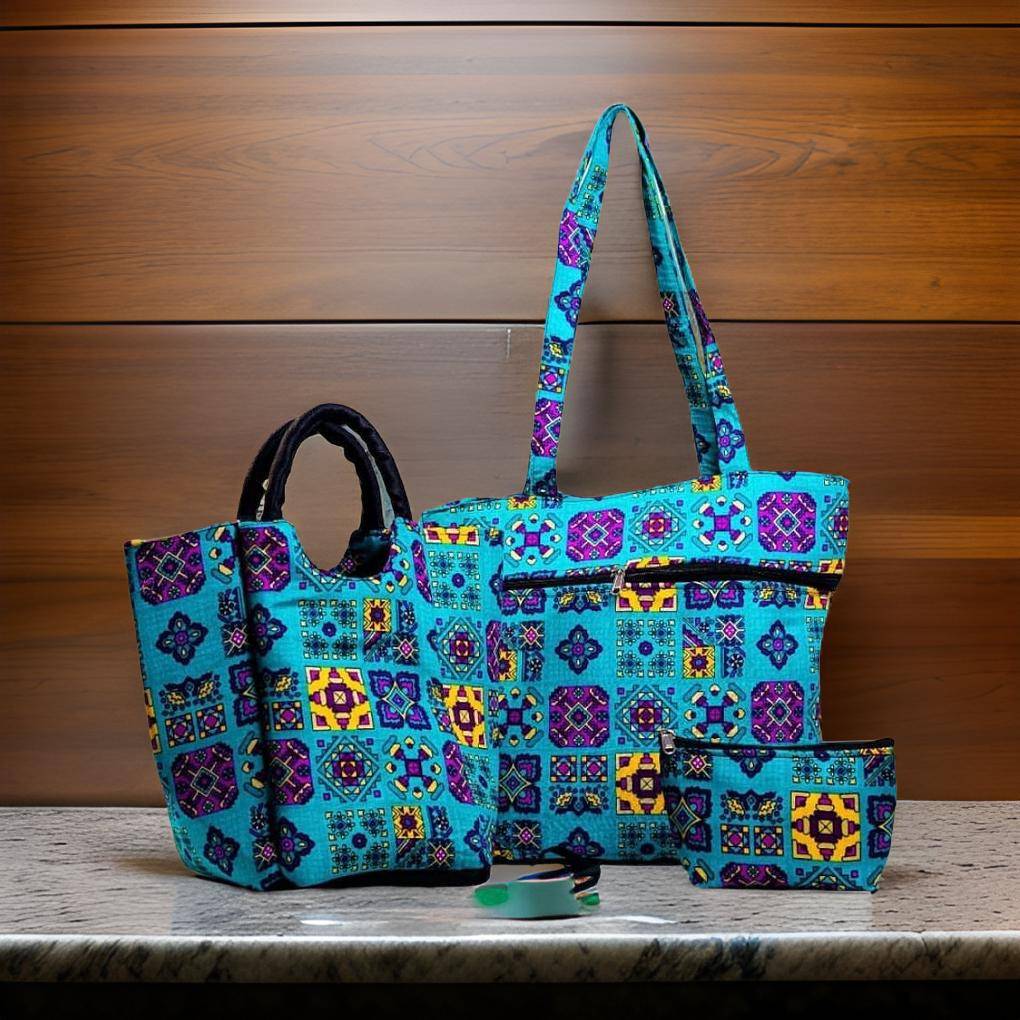 Blue Kalmkari Bag Combo-shgeshop