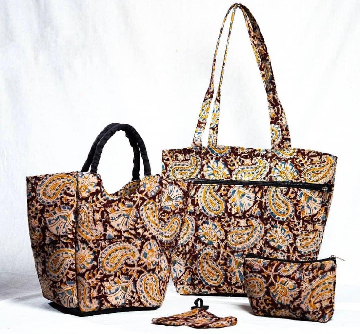 Kalmkari Bags(Voilet) Combo-shgeshop