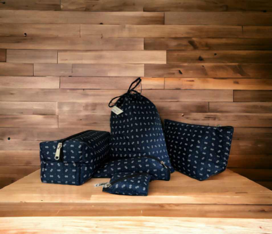 Combo Set Bag Navy Ditsy Print (Gift Set 5 pc)-shgeshop