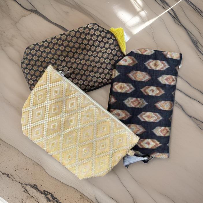 Pouch Set Black-Cream-Gold (3 pc) -shgeshop