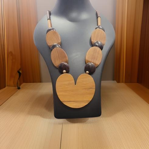 Wooden Half Apple-Shaped Necklace-shgeshop