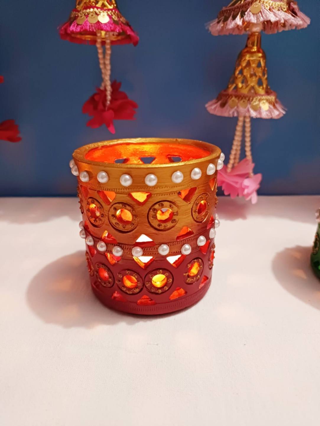 Clay cutwork diya-shgeshop