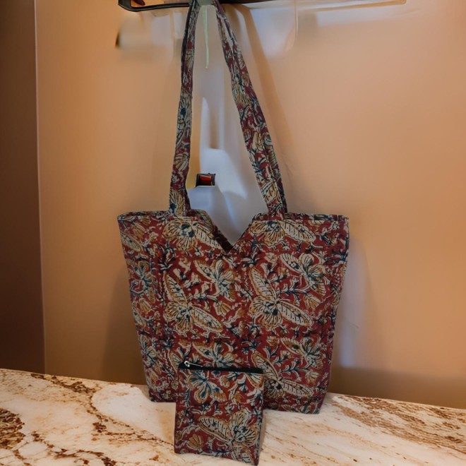 Orange Butterfly Print Tote Bag With Pocket-shgeshop